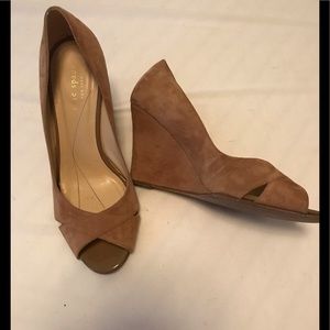 Kate Spade suede peep wedge